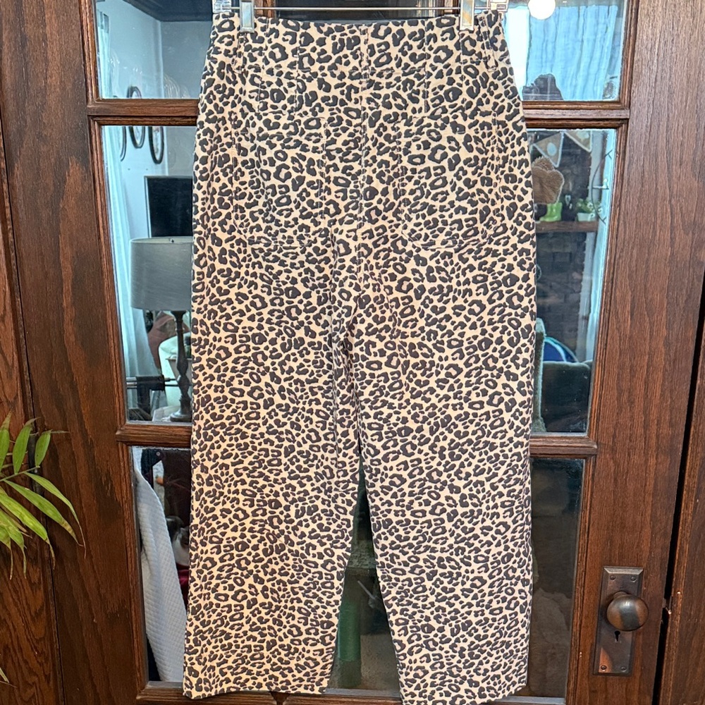 Nicole Miller New York Leopard Print Wide Leg Pants Womens Size 6 Tan Black High - Picture 3 of 3